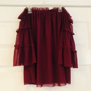 Burgundy Ruffle Blouse
